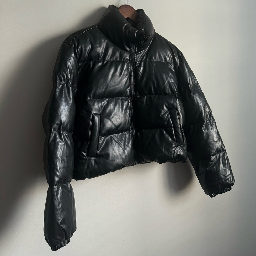 SHEIN Zip Up PU Leather Padded Coat - Size M - Picture 10 of 11